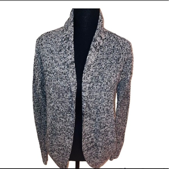 Cozy Knit Open Front Cardigan Sweater Shawl Collar Neutral Tones Layering - Picture 1 of 7